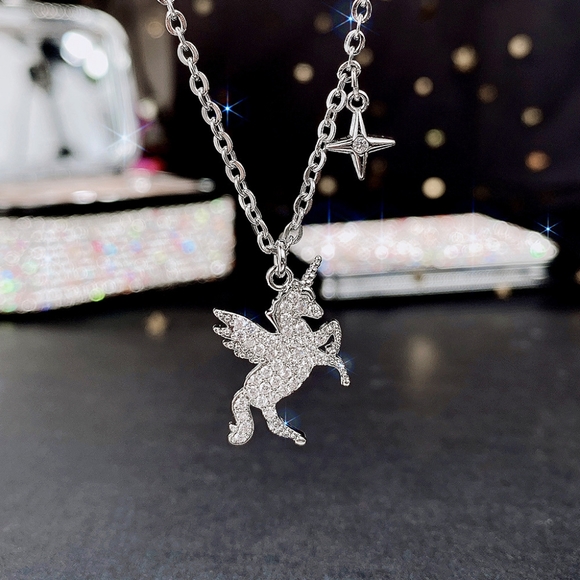 Princess Silver Unicorn Star Necklace - Picture 5 of 6
